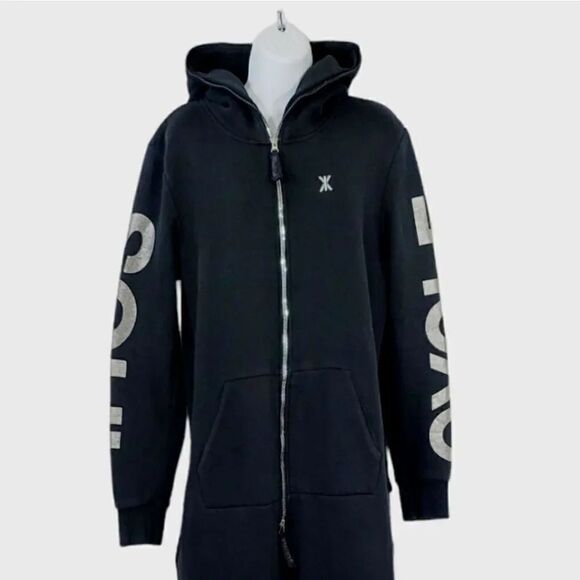 SoulCycle One Piece Zippered Hoodie Sweatshirt Jumpsuit in Black Size Medium - Picture 6 of 13